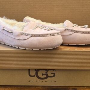 UGG Australia Pink Suede Shearling Moccasin Slippers
